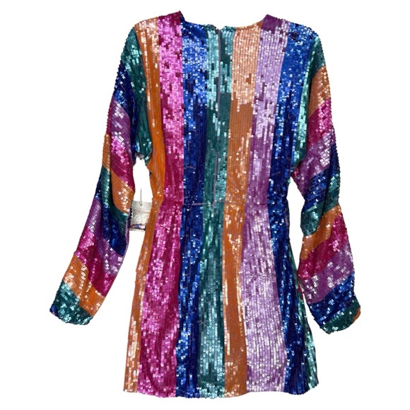 MUMU NWT KIDMAN NEON SEQUIN MINI DRESS SZ S - Picture 5 of 10
